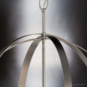 Urban Ambiance - Chandelier - UKC20222 New Traditional Indoor Chandelier, 31''H x 24.5''W x 24.5''Dep, Brushed Nickel Finish, Ravencourt Collection - 