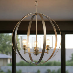 Urban Ambiance - Chandelier - UKC20222 New Traditional Indoor Chandelier, 31''H x 24.5''W x 24.5''Dep, Brushed Nickel Finish, Ravencourt Collection - 