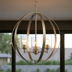 Urban Ambiance - Chandelier - UKC20222 New Traditional Indoor Chandelier, 31''H x 24.5''W x 24.5''Dep, Brushed Nickel Finish, Ravencourt Collection - 