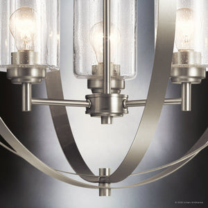 Urban Ambiance - Chandelier - UKC20222 New Traditional Indoor Chandelier, 31''H x 24.5''W x 24.5''Dep, Brushed Nickel Finish, Ravencourt Collection - 