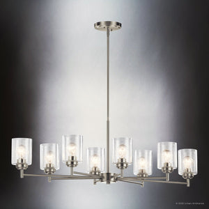 Urban Ambiance - Chandelier - UKC20224 New Traditional Indoor Chandelier, 14.57''H x 44.2''W x 19.9''Dep, Brushed Nickel Finish, Ravencourt Collection - 