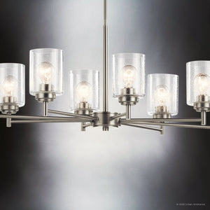 Urban Ambiance - Chandelier - UKC20224 New Traditional Indoor Chandelier, 14.57''H x 44.2''W x 19.9''Dep, Brushed Nickel Finish, Ravencourt Collection - 
