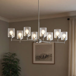 Urban Ambiance - Chandelier - UKC20224 New Traditional Indoor Chandelier, 14.57''H x 44.2''W x 19.9''Dep, Brushed Nickel Finish, Ravencourt Collection - 