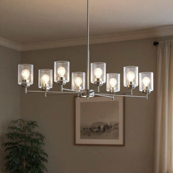 UKC20224 New Traditional Indoor Chandelier, 14.57''H x 44.2''W x 19.9''Dep, Brushed Nickel Finish, Ravencourt Collection