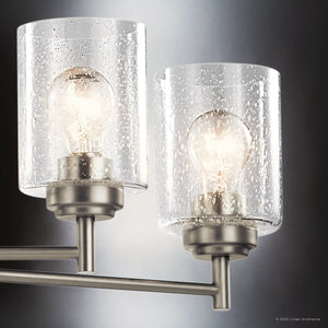 Urban Ambiance - Chandelier - UKC20224 New Traditional Indoor Chandelier, 14.57''H x 44.2''W x 19.9''Dep, Brushed Nickel Finish, Ravencourt Collection - 