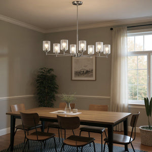 Urban Ambiance - Chandelier - UKC20224 New Traditional Indoor Chandelier, 14.57''H x 44.2''W x 19.9''Dep, Brushed Nickel Finish, Ravencourt Collection - 