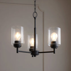 Urban Ambiance - Chandelier - UKC20226 New Traditional Indoor Chandelier, 15.5''H x 18''W x 18''Dep, Black Finish, Ravencourt Collection - 