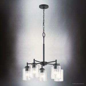 Urban Ambiance - Chandelier - UKC20227 New Traditional Indoor Chandelier, 16.1''H x 19.75''W x 19.75''Dep, Black Finish, Ravencourt Collection - 