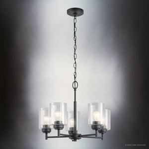 Urban Ambiance - Chandelier - UKC20227 New Traditional Indoor Chandelier, 16.1''H x 19.75''W x 19.75''Dep, Black Finish, Ravencourt Collection - 