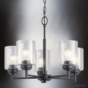 Urban Ambiance - Chandelier - UKC20227 New Traditional Indoor Chandelier, 16.1''H x 19.75''W x 19.75''Dep, Black Finish, Ravencourt Collection - 