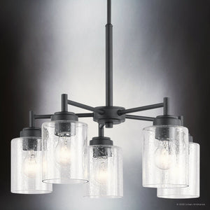 Urban Ambiance - Chandelier - UKC20227 New Traditional Indoor Chandelier, 16.1''H x 19.75''W x 19.75''Dep, Black Finish, Ravencourt Collection - 