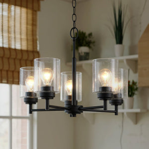 Urban Ambiance - Chandelier - UKC20227 New Traditional Indoor Chandelier, 16.1''H x 19.75''W x 19.75''Dep, Black Finish, Ravencourt Collection - 