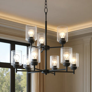 Urban Ambiance - Chandelier - UKC20228 New Traditional Indoor Chandelier, 27''H x 27''W x 27''Dep, Black Finish, Ravencourt Collection - 
