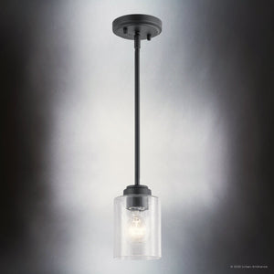 Urban Ambiance - Pendant - UKC20229 New Traditional Indoor Pendant, 7.5''H x 4.25''W x 4.25''Dep, Black Finish, Ravencourt Collection - 