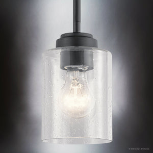 Urban Ambiance - Pendant - UKC20229 New Traditional Indoor Pendant, 7.5''H x 4.25''W x 4.25''Dep, Black Finish, Ravencourt Collection - 