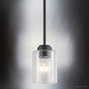 Urban Ambiance - Pendant - UKC20229 New Traditional Indoor Pendant, 7.5''H x 4.25''W x 4.25''Dep, Black Finish, Ravencourt Collection - 