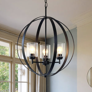 Urban Ambiance - Chandelier - UKC20231 New Traditional Indoor Chandelier, 31''H x 24.5''W x 24.5''Dep, Black Finish, Ravencourt Collection - 