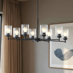 Urban Ambiance - Chandelier - UKC20232 New Traditional Indoor Chandelier, 14.57''H x 44.2''W x 19.9''Dep, Black Finish, Ravencourt Collection - 
