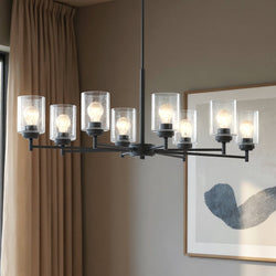 Urban Ambiance - Chandelier - UKC20232 New Traditional Indoor Chandelier, 14.57''H x 44.2''W x 19.9''Dep, Black Finish, Ravencourt Collection - 