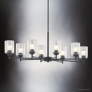 Urban Ambiance - Chandelier - UKC20232 New Traditional Indoor Chandelier, 14.57''H x 44.2''W x 19.9''Dep, Black Finish, Ravencourt Collection - 