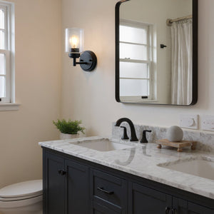 Urban Ambiance - Bath Light - UKC20233 New Traditional Indoor Bath Light, 9.25''H x 4.75''W x 6.5''Dep, Black Finish, Ravencourt Collection - 