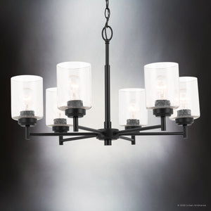 Urban Ambiance - Chandelier - UKC20234 New Traditional Indoor Chandelier, 16.5''H x 26''W x 26''Dep, Black Finish, Ravencourt Collection - 