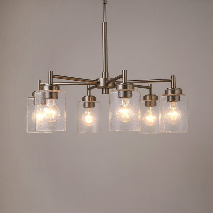 UKC20235 New Traditional Indoor Chandelier, 16.5''H x 26''W x 26''Dep, Brushed Nickel Finish, Ravencourt Collection