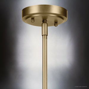 Urban Ambiance - Pendant - UKC20237 New Traditional Indoor Pendant, 7.25''H x 4.25''W x 4.25''Dep, Natural Brass Finish, Ravencourt Collection - 