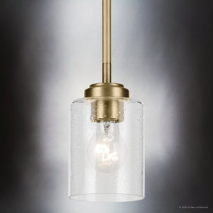 Urban Ambiance - Pendant - UKC20237 New Traditional Indoor Pendant, 7.25''H x 4.25''W x 4.25''Dep, Natural Brass Finish, Ravencourt Collection - 