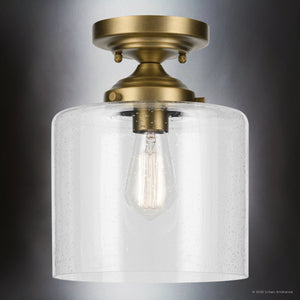 Urban Ambiance - Ceiling Light - UKC20238 New Traditional Indoor Ceiling Light, 10.75''H x 8.5''W x 8.5''Dep, Natural Brass Finish, Ravencourt Collection - 
