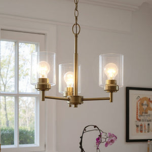 Urban Ambiance - Chandelier - UKC20239 New Traditional Indoor Chandelier, 15.5''H x 18''W x 18''Dep, Natural Brass Finish, Ravencourt Collection - 