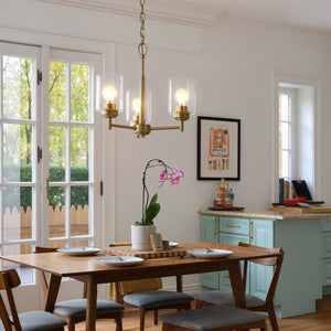 Urban Ambiance - Chandelier - UKC20239 New Traditional Indoor Chandelier, 15.5''H x 18''W x 18''Dep, Natural Brass Finish, Ravencourt Collection - 