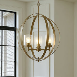 Urban Ambiance - Chandelier - UKC20240 New Traditional Indoor Chandelier, 31''H x 24.5''W x 24.5''Dep, Natural Brass Finish, Ravencourt Collection - 