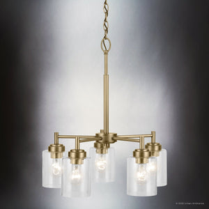 Urban Ambiance - Chandelier - UKC20241 New Traditional Indoor Chandelier, 16.25''H x 19.75''W x 19.75''Dep, Natural Brass Finish, Ravencourt Collection - 