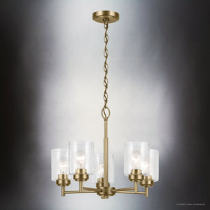 Urban Ambiance - Chandelier - UKC20241 New Traditional Indoor Chandelier, 16.25''H x 19.75''W x 19.75''Dep, Natural Brass Finish, Ravencourt Collection - 