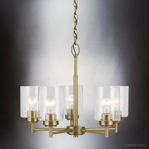 Urban Ambiance - Chandelier - UKC20241 New Traditional Indoor Chandelier, 16.25''H x 19.75''W x 19.75''Dep, Natural Brass Finish, Ravencourt Collection - 
