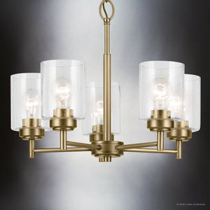 Urban Ambiance - Chandelier - UKC20241 New Traditional Indoor Chandelier, 16.25''H x 19.75''W x 19.75''Dep, Natural Brass Finish, Ravencourt Collection - 