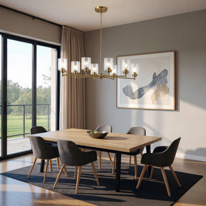 Urban Ambiance - Chandelier - UKC20242 New Traditional Indoor Chandelier, 14.75''H x 44.5''W x 20''Dep, Natural Brass Finish, Ravencourt Collection - 