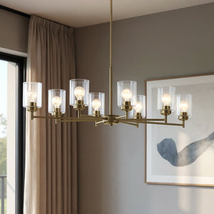 Urban Ambiance - Chandelier - UKC20242 New Traditional Indoor Chandelier, 14.75''H x 44.5''W x 20''Dep, Natural Brass Finish, Ravencourt Collection - 