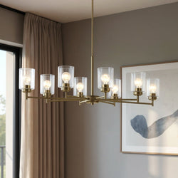 Urban Ambiance - Chandelier - UKC20242 New Traditional Indoor Chandelier, 14.75''H x 44.5''W x 20''Dep, Natural Brass Finish, Ravencourt Collection - 