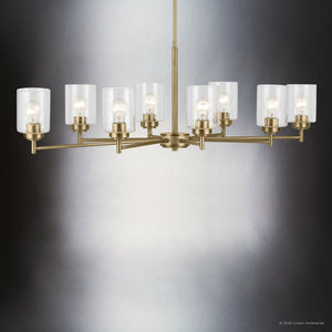 Urban Ambiance - Chandelier - UKC20242 New Traditional Indoor Chandelier, 14.75''H x 44.5''W x 20''Dep, Natural Brass Finish, Ravencourt Collection - 