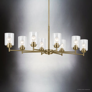 Urban Ambiance - Chandelier - UKC20242 New Traditional Indoor Chandelier, 14.75''H x 44.5''W x 20''Dep, Natural Brass Finish, Ravencourt Collection - 