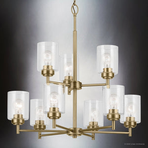 Urban Ambiance - Chandelier - UKC20243 New Traditional Indoor Chandelier, 27''H x 27''W x 27''Dep, Natural Brass Finish, Ravencourt Collection - 