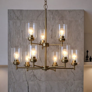 Urban Ambiance - Chandelier - UKC20243 New Traditional Indoor Chandelier, 27''H x 27''W x 27''Dep, Natural Brass Finish, Ravencourt Collection - 