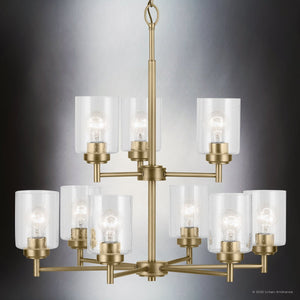 Urban Ambiance - Chandelier - UKC20243 New Traditional Indoor Chandelier, 27''H x 27''W x 27''Dep, Natural Brass Finish, Ravencourt Collection - 