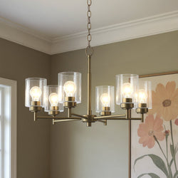 Urban Ambiance - Chandelier - UKC20244 New Traditional Indoor Chandelier, 16.5''H x 26''W x 26''Dep, Natural Brass Finish, Ravencourt Collection - 