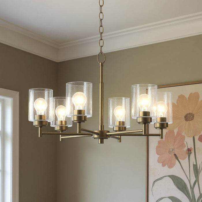 UKC20244 New Traditional Indoor Chandelier, 16.5''H x 26''W x 26''Dep, Natural Brass Finish, Ravencourt Collection