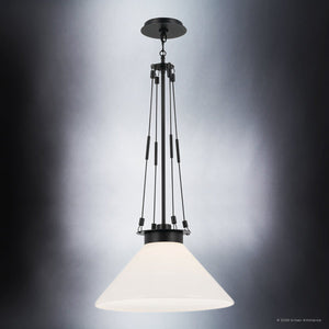 Urban Ambiance - Pendant - UKC20250 Industrial Indoor Pendant, 31.25''H x 18.25''W x 18.25''Dep, Black Finish, Ardenton Collection - 