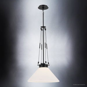 Urban Ambiance - Pendant - UKC20250 Industrial Indoor Pendant, 31.25''H x 18.25''W x 18.25''Dep, Black Finish, Ardenton Collection - 