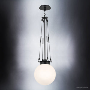 Urban Ambiance - Pendant - UKC20252 Industrial Indoor Pendant, 33.25''H x 10.5''W x 10.5''Dep, Black Finish, Ardenton Collection - 